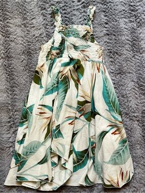 Toddlers pineapples Cream Tropical Leaf Sundress